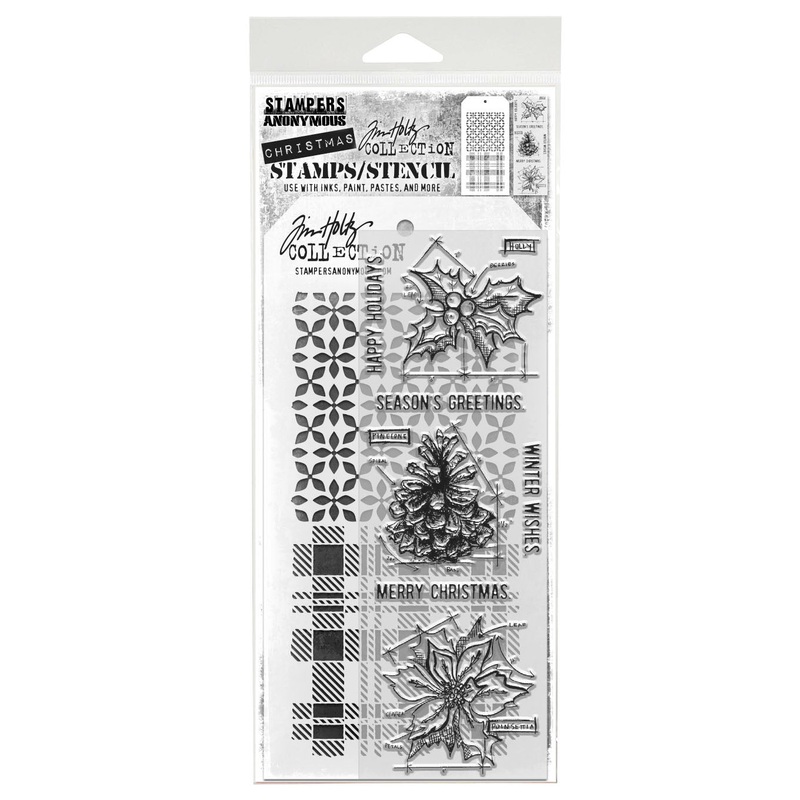 Stampers Anonymous Blueprint Christmas #2 Tim Holtz Clear Stamp and Stencil
