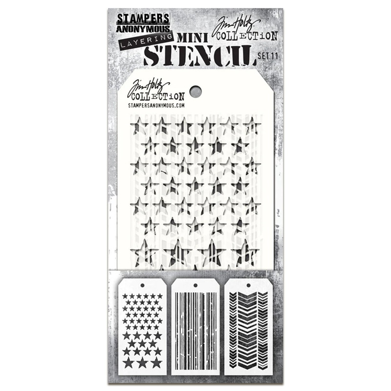 Stampers Anonymous Set #11 Tim Holtz Layering Mini Stencil (3pcs)