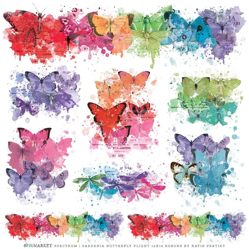 49 and Market Spectrum Gardenia Rub-Ons 12X12 1/Sheet Butterfly Flight