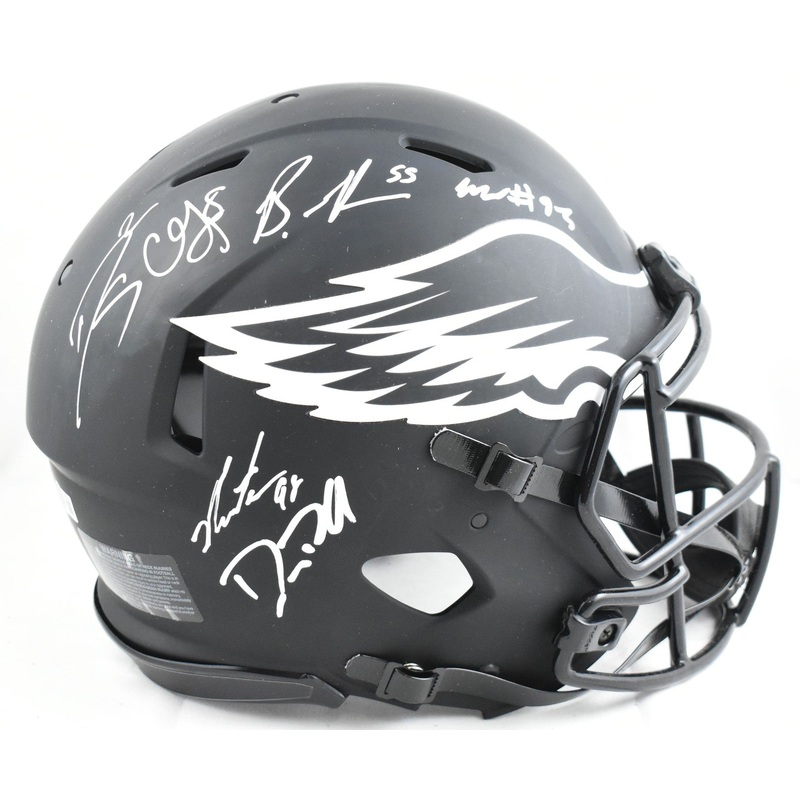 (6) Multi Player Signed Eagles F/S Eclipse Speed Authentic Helmet-Beckett W Holo