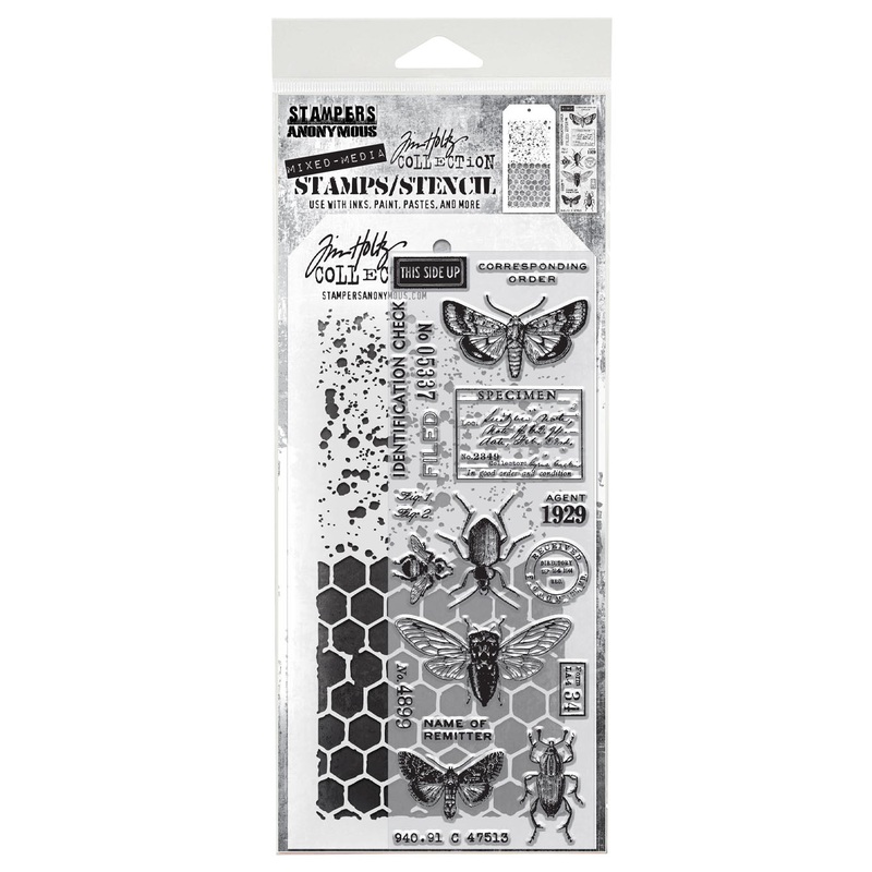 Stampers Anonymous Media #11 Tim Holtz Clear Stamp and Stencil