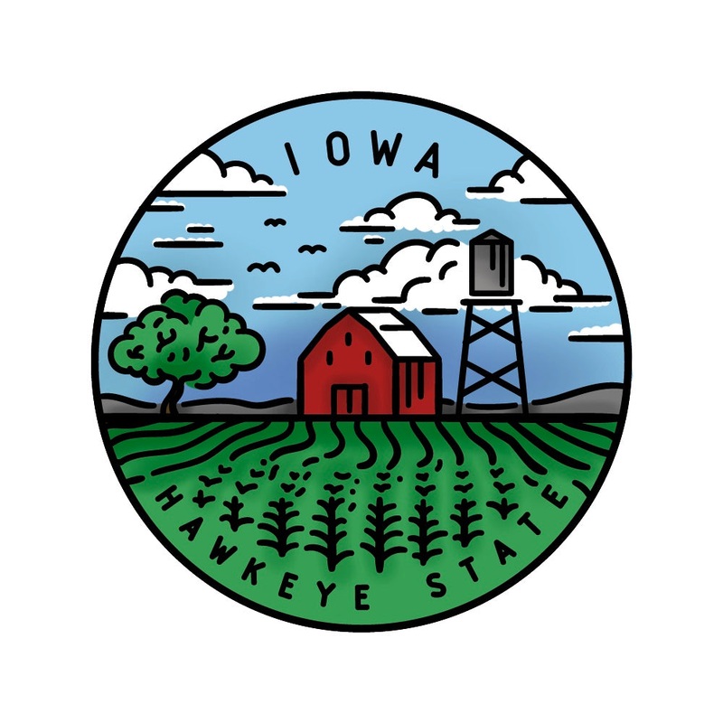 50 States Circles – 2×2 Stamp Set – Iowa