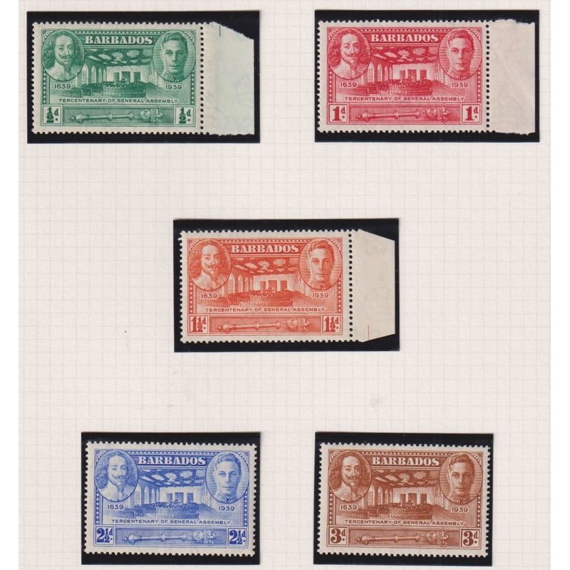 BARBADOS 1939 TERCENTENARY SET SUPERB UNMOUNTED MINT
