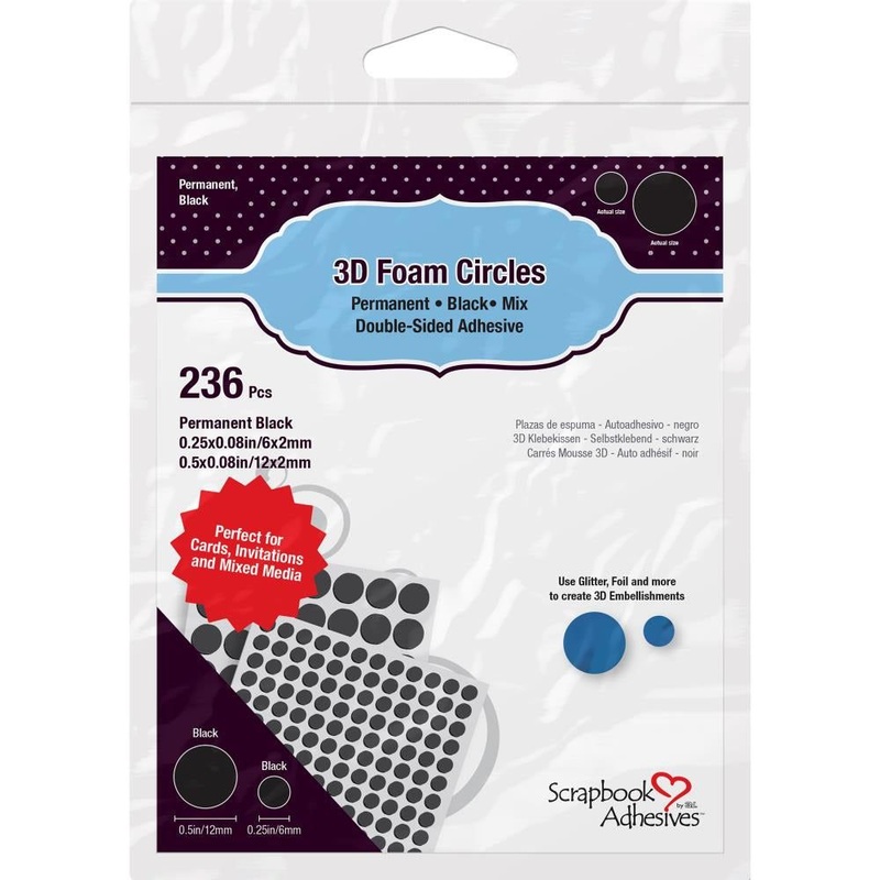 Black 3D Self-Adhesive Foam Circles .25 & .5 236/Pkg