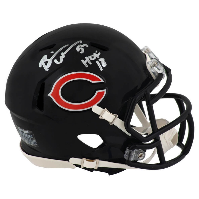 Brian Urlacher Signed Bears Riddell Speed Mini Helmet w/HOF’18 – (SCHWARTZ COA)