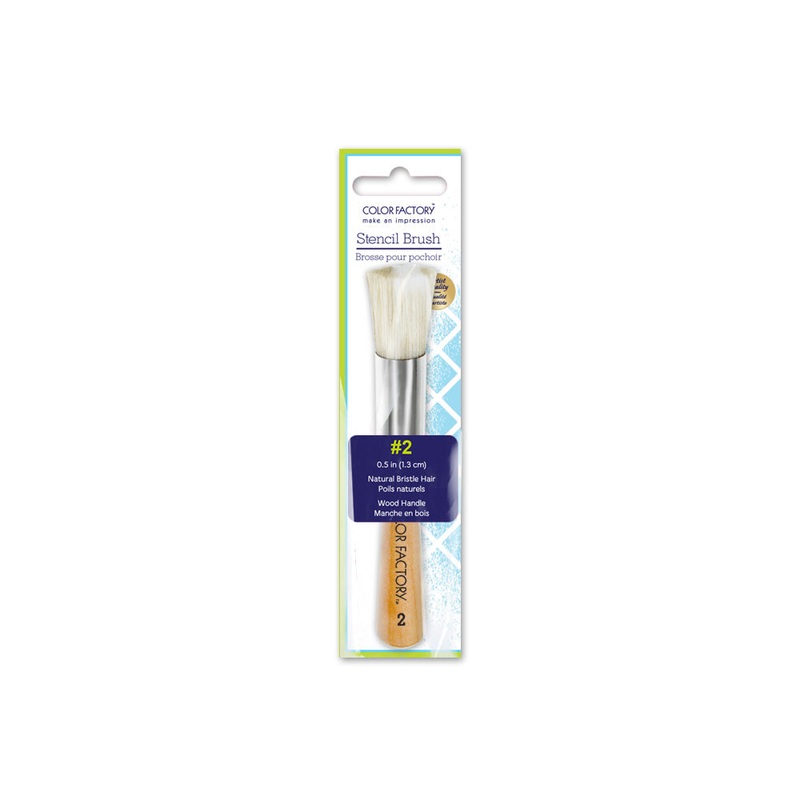 Color Factory 1/2 Stencil Brush (#2) Wood Handle, Metal Studded Ferrule