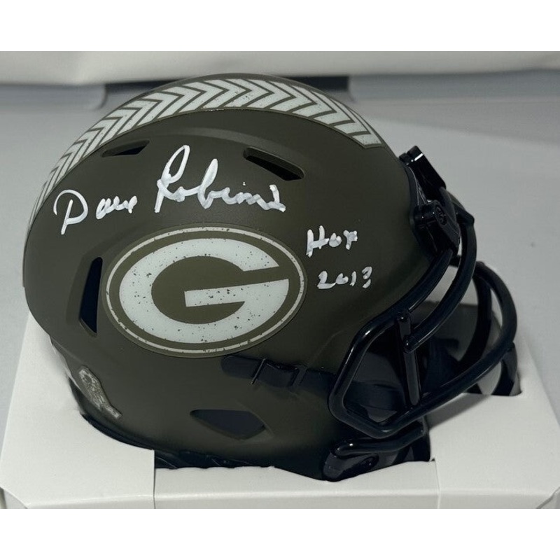 Packers DAVE ROBINSON Signed Riddell 22 SALUTE Speed Mini Helmet AUTO w/ HOF BAS
