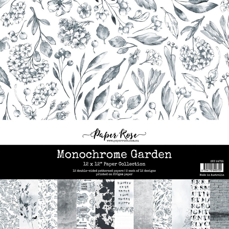 Paper Rose 12X12 Paper Collection, Monochrome Garden