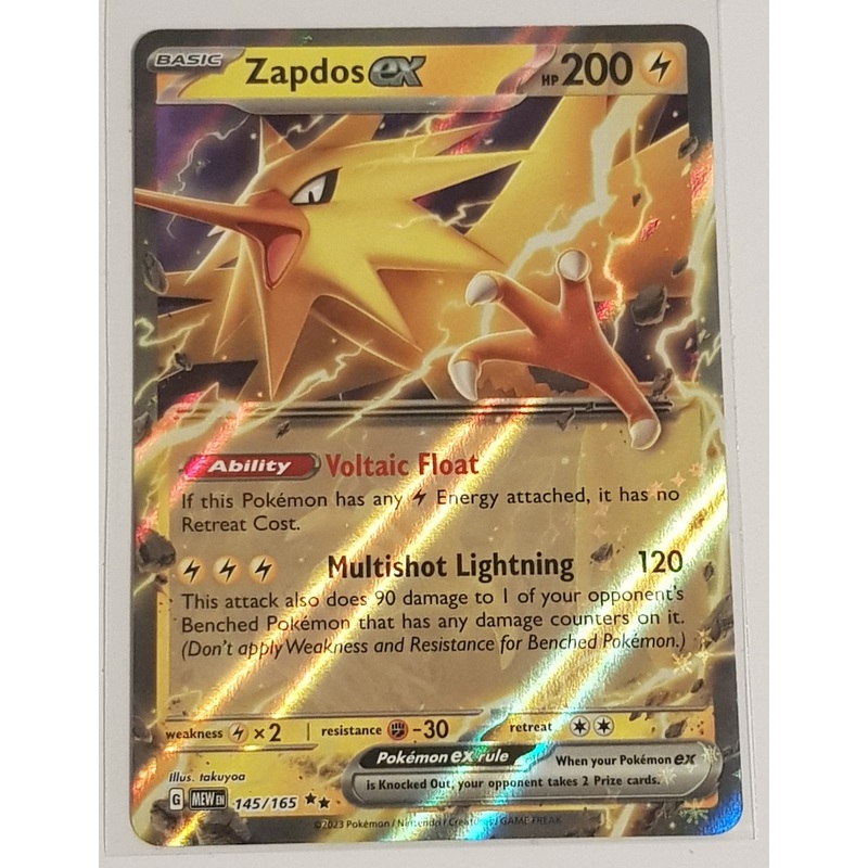 Pokemon Scarlet and Violet Mew 151 Zapdos Ex #140/165 Double Rare Holo Trading Card