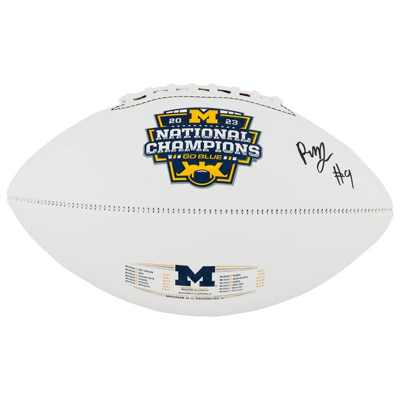 Rod Moore Signed Michigan 2023 Nat’l Champions Baden White Logo Football -SS COA