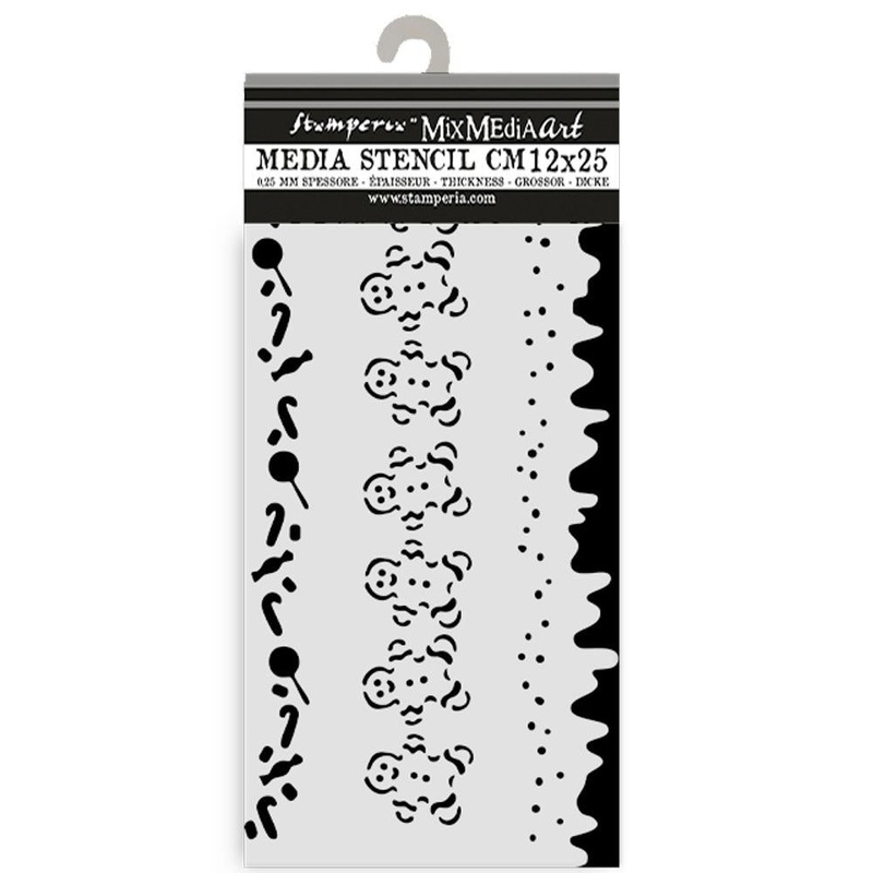 Stamperia Stencil 4.72X9.84 Candy Christmas Stripes