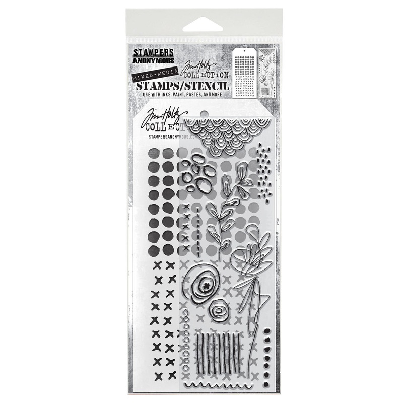 Stampers Anonymous Media #14 Tim Holtz Clear Stamp and Stencil