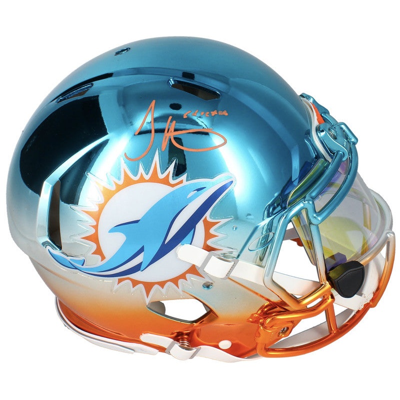Tyreek Hill Autographed Cheetah Custom Chrome Dolphins Speed Helmet Beckett