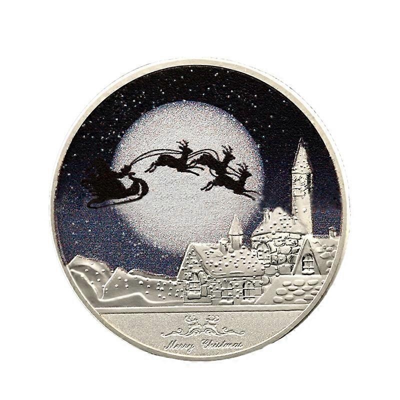 Xmas Sleigh Wreath Commemorative Coin Souvenir Embossing Collection Holiday Gift JIKAIX