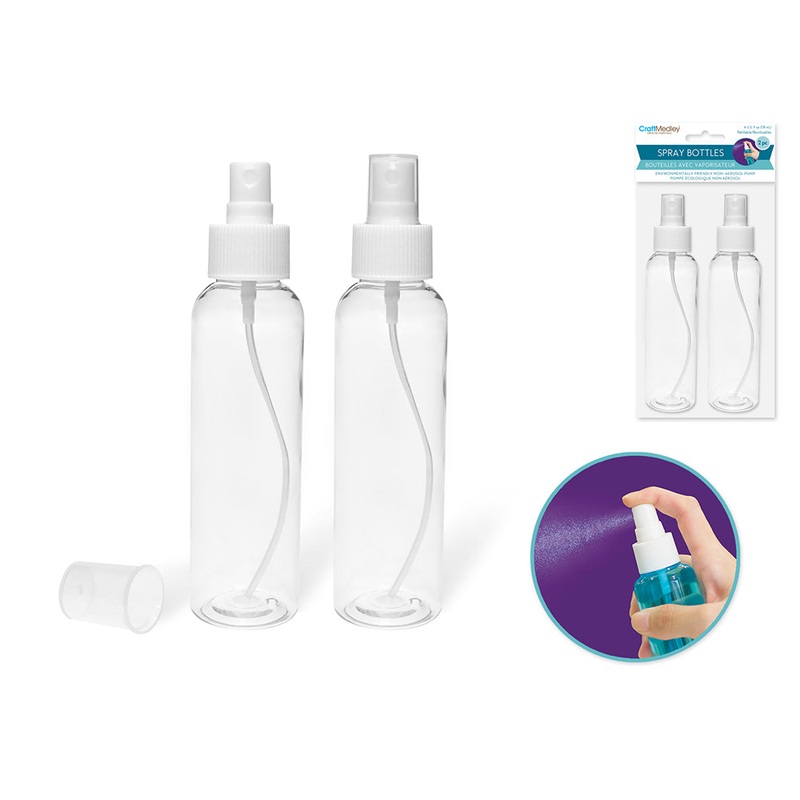 Craft Medley Plastic Bottles: 4oz Pump-Spray~ Refillable Screw-Top 2/pk