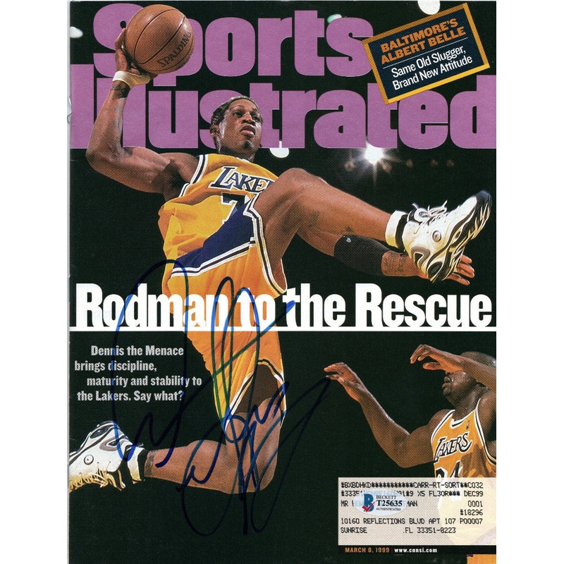 Dennis Rodman Autographed Los Angeles Lakers Sports Illustrated 3/8/99 Beckett