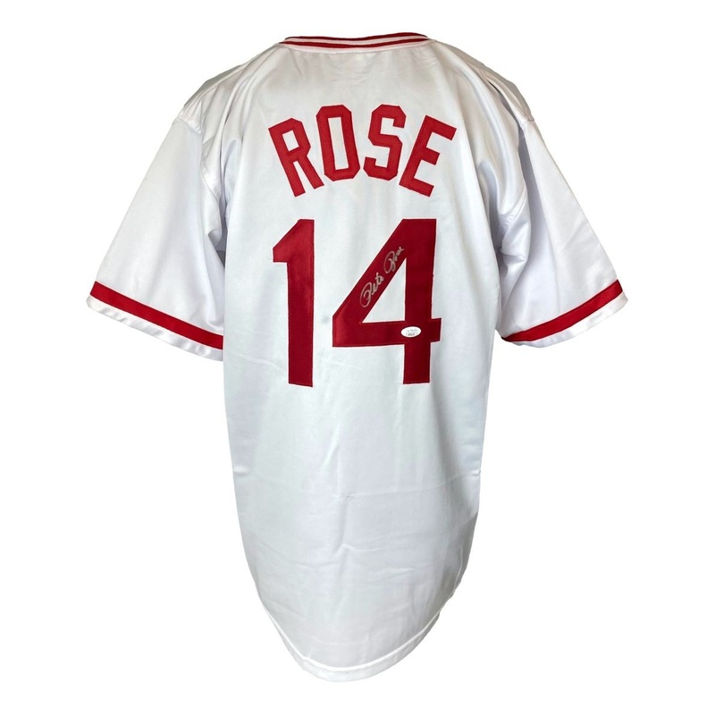 Pete Rose Cincinnati Signed White Baseball Jersey JSA