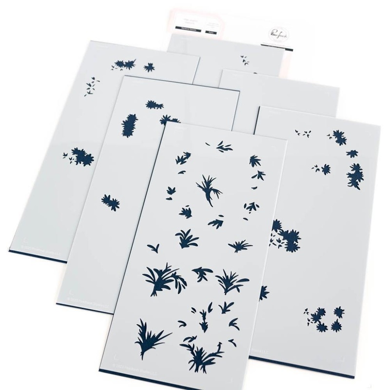Pinkfresh Studio Stencils 4X9 6/Pkg Rainbow Daisies Layering