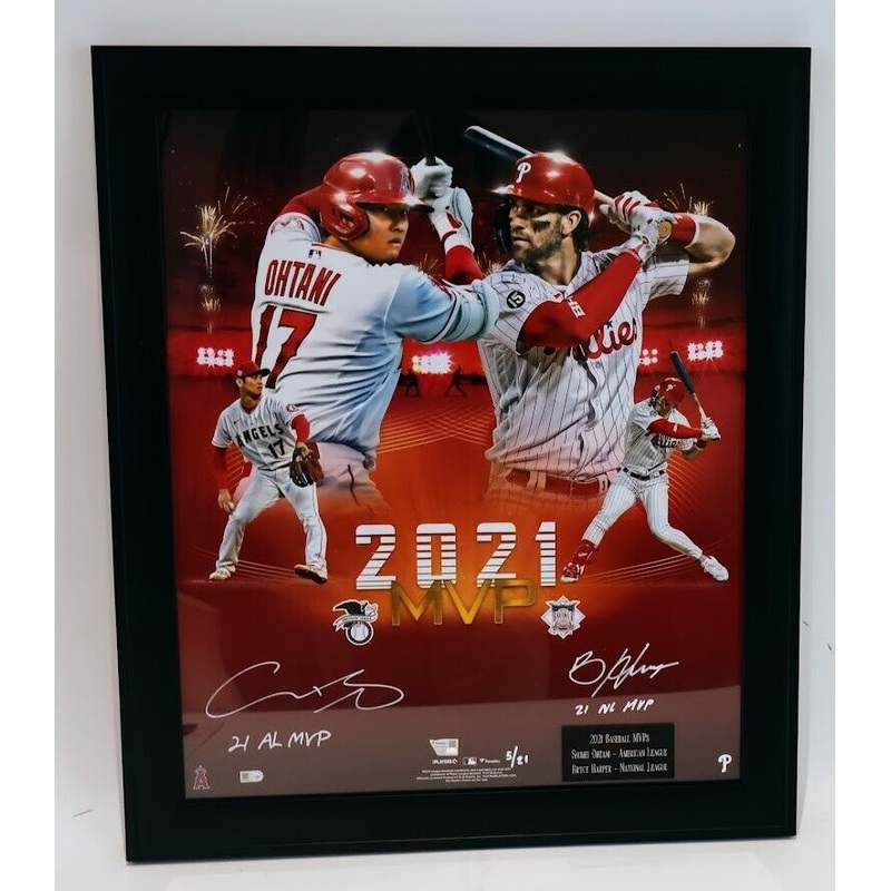 Signed 2021 MVPs Shohei Ohtani & Bryce Harper w/ 2 inscriptions – Fanatics COA