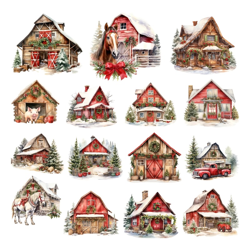 Simply Stated – Country Christmas Barns Ephemera