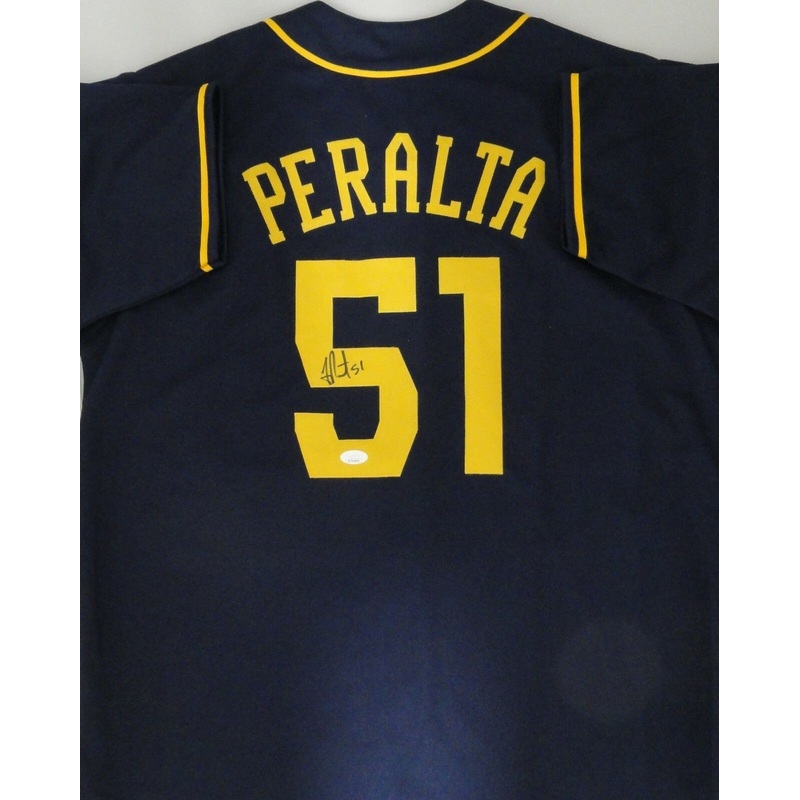 Brewers FREDDY PERALTA Signed Custom Replica Blue Jersey AUTO – JSA