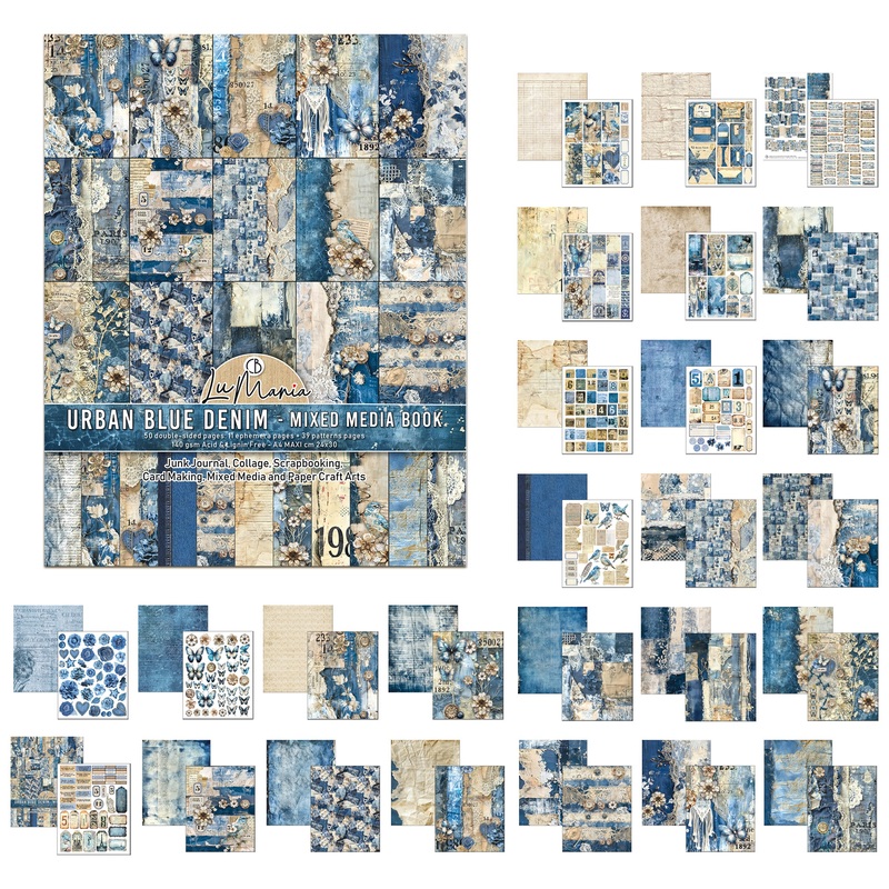 Ciao Bella Mixed Media Book A4 Maxi Urban Blue Denim