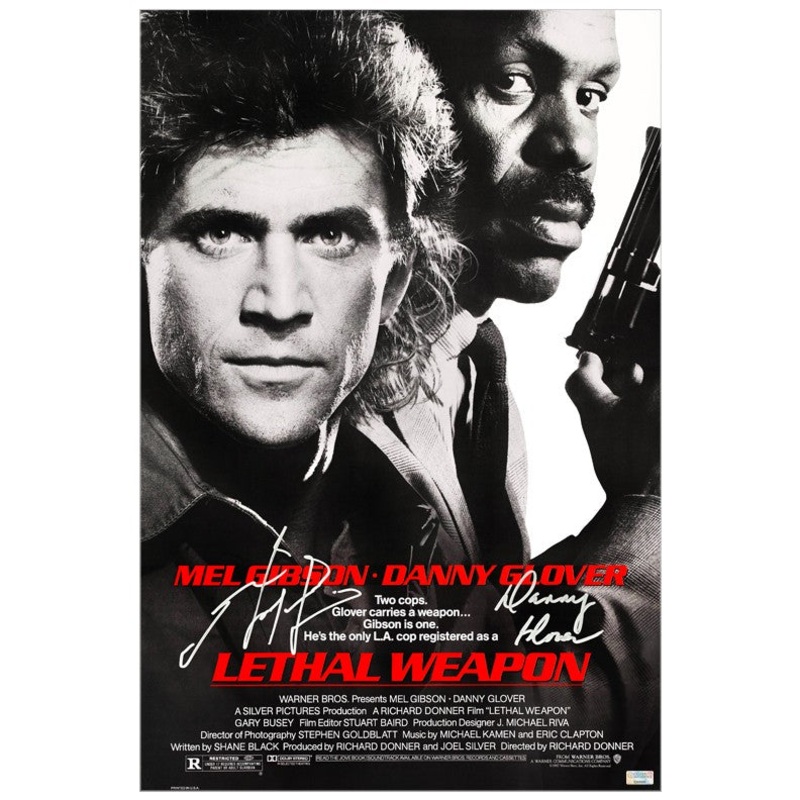 Mel Gibson, Danny Glover Autographed 1987 Lethal Weapon 16×24 Poster