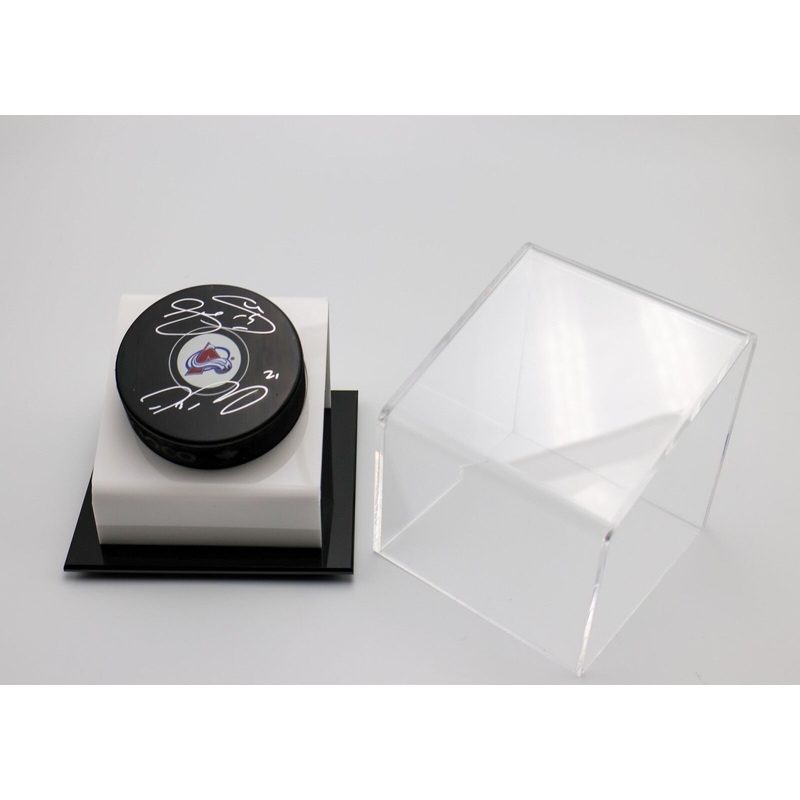 Peter Forsberg & Joe Sakic Dual Autographed Puck w/display case JSA COA