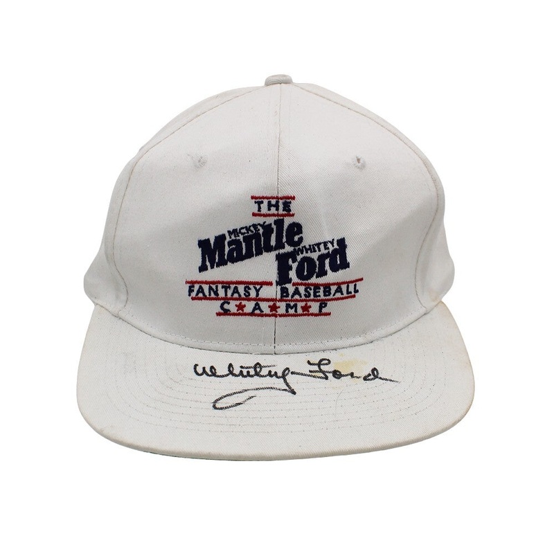 Whitey Ford Signed New York Yankees Fantasy Baseball Camp White MLB Hat