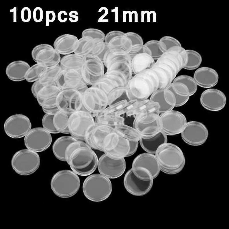 100pcs 18-38mm Transparent Plastic Coin Capsules Coin Collecting Boxes Case For Coins Storage Capsules Coin Holders