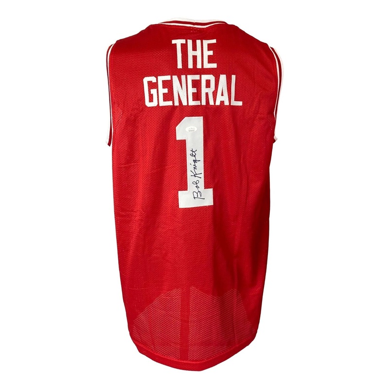 Bob Knight Indiana Signed Red Basketball Jersey JSA