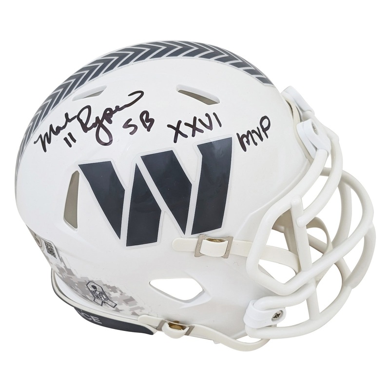 Commanders Mark Rypien SB XXVI MVP Signed STS III Speed Mini Helmet BAS Wit