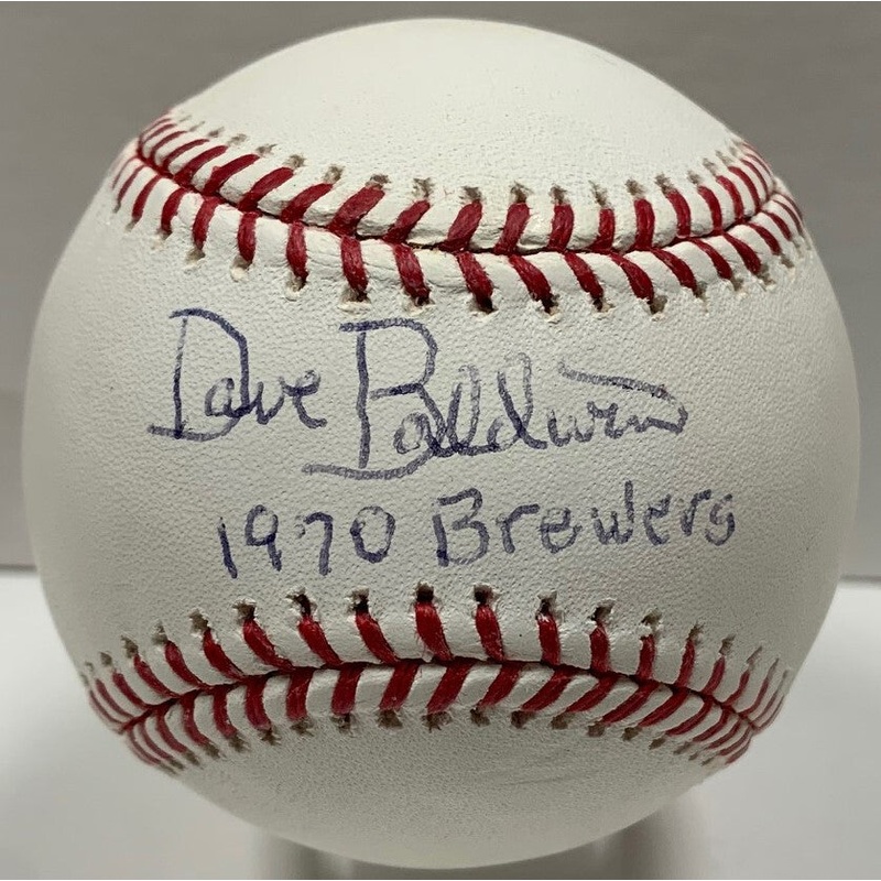 Milw Brewer DAVE BALDWIN Signed Official MLB Baseball AUTO w/ 1970 BREWERS