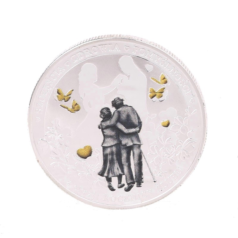 Newly married Commemorative Coin Gold Plated Souvenir Art Collection  white 3.8cm