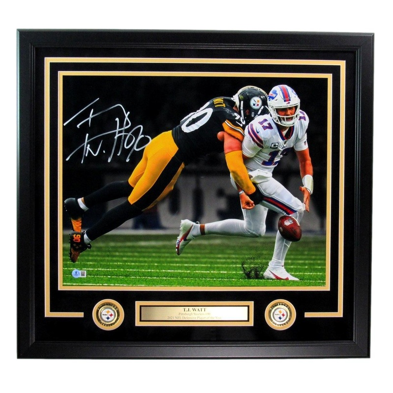 T.J. Watt Autographed 16×20 Photo Pittsburgh Steelers Framed Beckett 197400