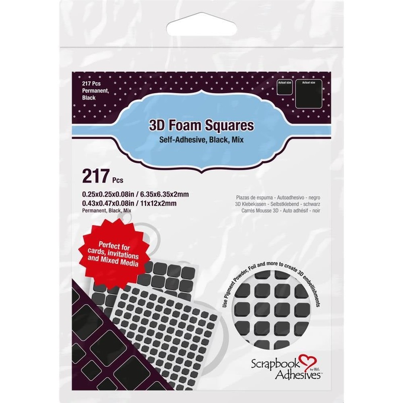 Black 3D Variety Pack Self-Adhesive Foam Squares 217/Pkg