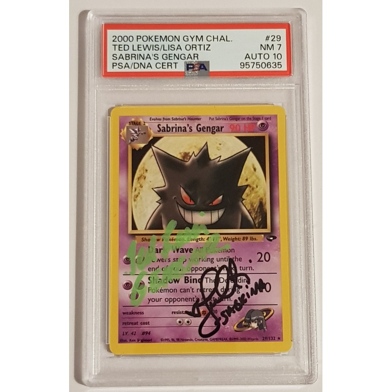 Pokemon Gym Challenge Sabrina’s Gengar #29/132 PSA 7/AUTO 10 Non-Holo Rare Trading Card (Signed by Lisa Ortiz and Ted Lewis)