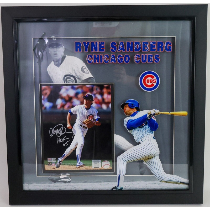 Ryne Sandberg Signed 8X10 Photo Shadow Box Frame HOF 05 TriStar COA