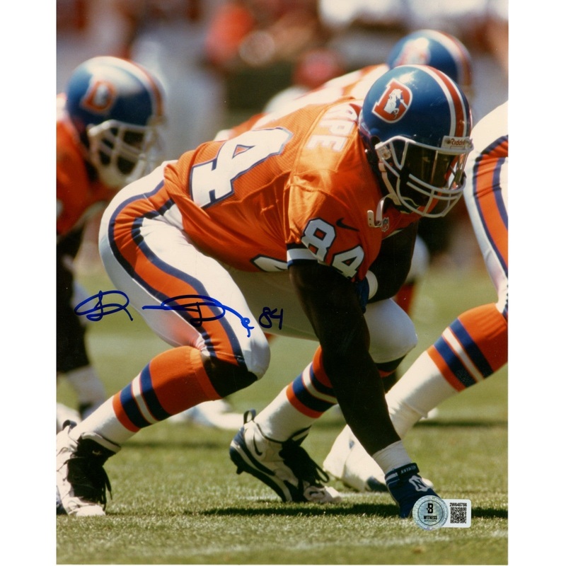 Shannon Sharpe Autographed/Signed Denver Broncos 8×10 Photo Beckett 51044