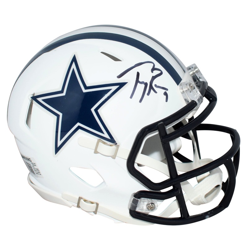 TONY ROMO AUTOGRAPHED DALLAS COWBOYS FLAT WHITE SPEED MINI HELMET BECKETT
