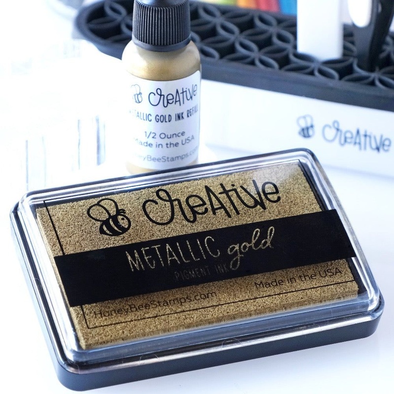 Bee Creative Ink Pad – Metallic Gold Pigment Ink