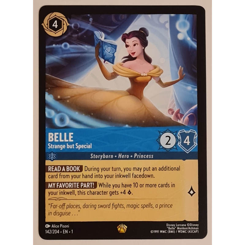 Disney Lorcana the First Chapter Belle Strange but Special V.1. #142/204 Legendary Rare Trading Card