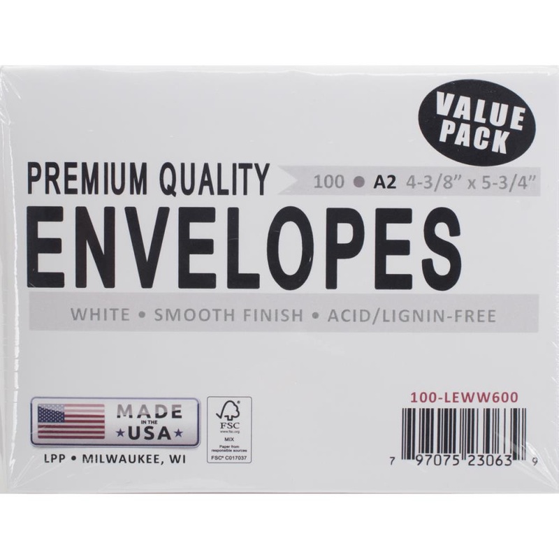 Leader A2 Envelopes (4.375X5.75) 100/Pkg White