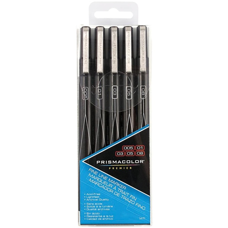 Prismacolor Premier Markers 5/Pkg Fine Line – Black