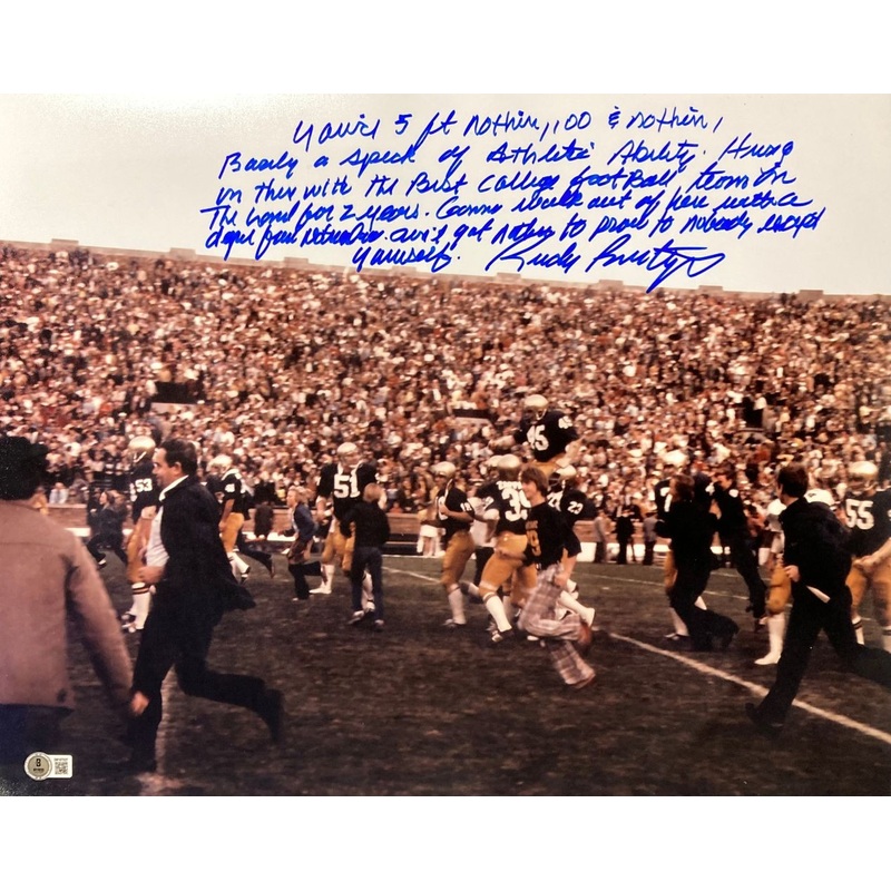 Rudy Ruettiger Signed 16×20 Notre Dame Photo 5 Foot Nothin Movie Quote BAS