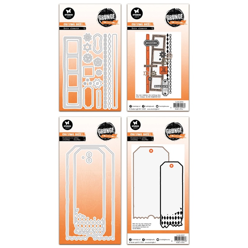 Studio Light Grunge Cutting Dies – Tag Shapes & Extra Elements