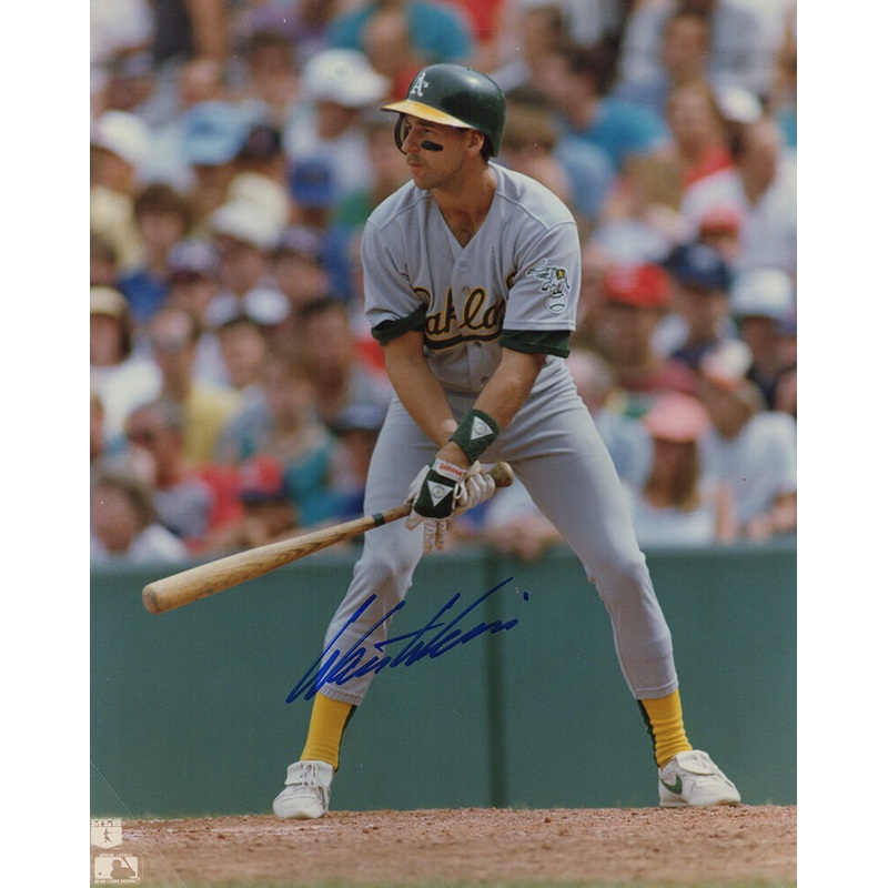 Walt Weiss Signed Oakland A’s Grey Jersey Batting 8×10 Photo – (SCHWARTZ COA)