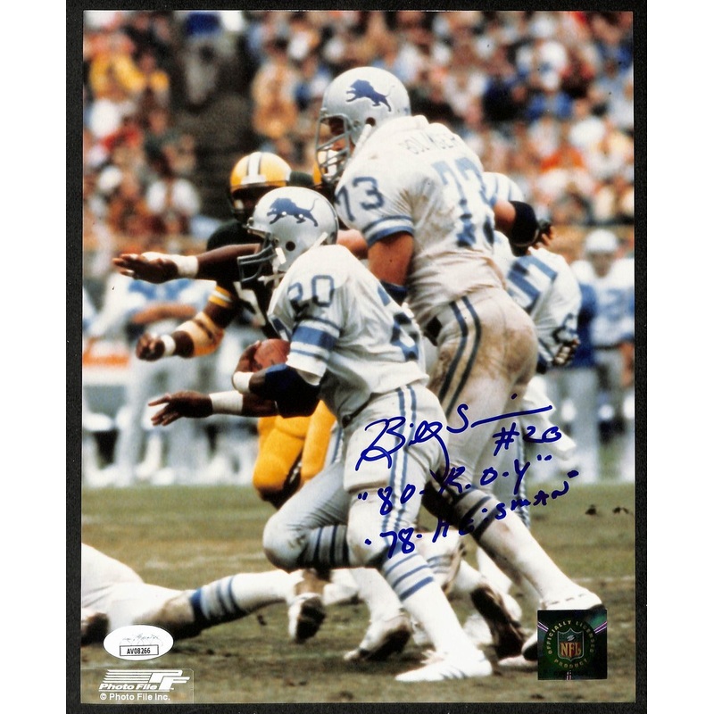 Billy Sims Signed/Inscribed 8×10 Photo Detroit Lions JSA 195936