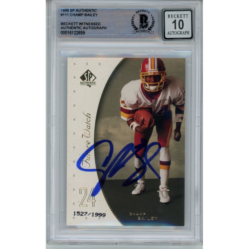 Champ Bailey Autographed 1999 Upper Deck SP 111 Trading Card Slab Beckett 43947