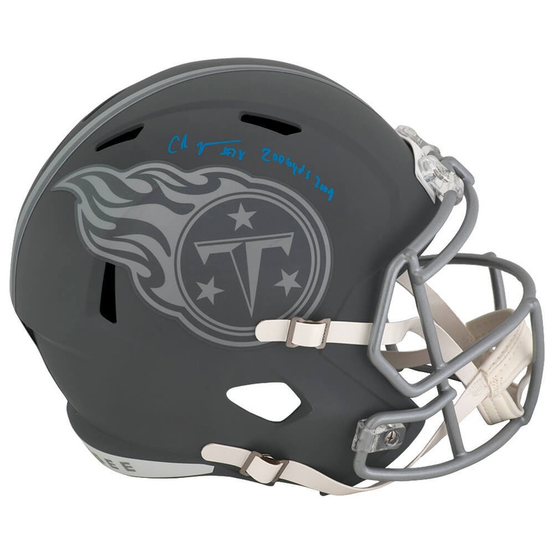 Chris Johnson Signed Titans SLATE Riddell Full Size Speed Replica Helmet w/YD…